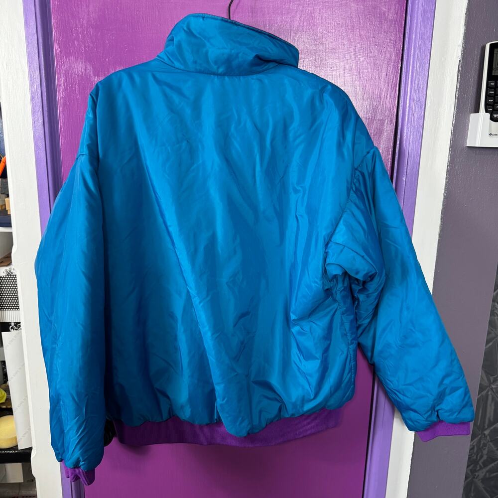 Vintage Columbia Reversible Puffer Jacket Women’s XL Blue Purple Insulated Coat - Picture 8 of 10
